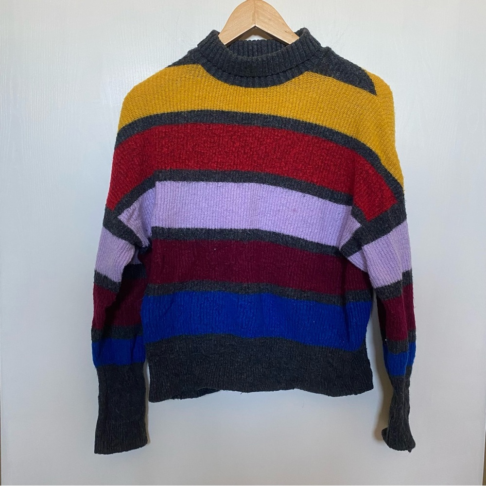 Express Charcoal and Mustard Knit Sweater